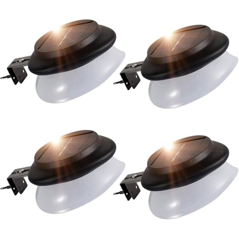 Juego de 4 luces solares para exteriores, para canalones, para jardín, vallas, paredes, garajes y pasarelas (luz blanca)