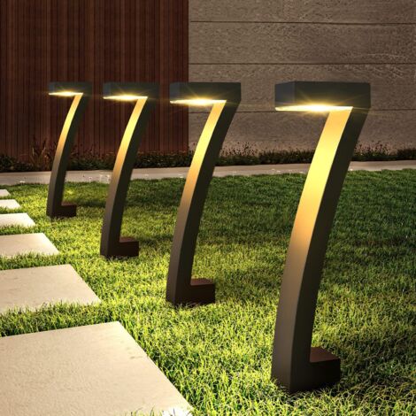 Juego de 4 luces solares para jardín, luces LED en forma de L para césped y jardín, iluminación ambiental para exteriores, luces nocturnas y lámparas de pie.