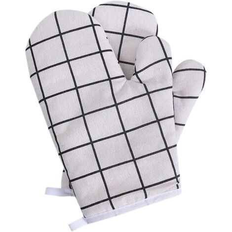 Juego de 4 manoplas de horno, de algodón y lino resistentes al calor, aptas para cocinar en horno, cocinar a la parrilla y asar a la barbacoa, con forro cómodo y transpirable, lavables, de 13 x 26 cm 