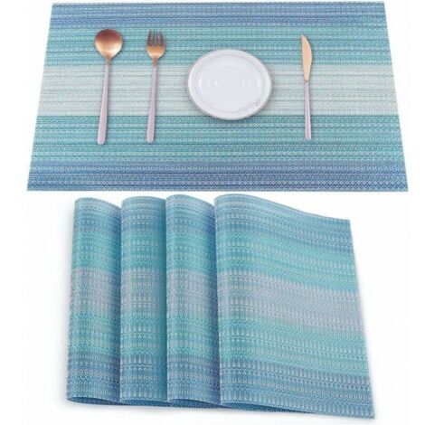- Juego de 4 manteles individuales de vinilo resistentes a las manchas, plegables, lavables y lavables para decorar la mesa de la cocina y el comedor.