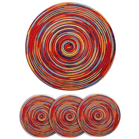 Juego de 4 manteles individuales redondos de algodón tejido resistente al calor - 30 cm