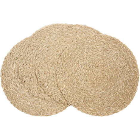 Juego de 4 manteles individuales redondos tejidos, aptos para mesas de comedor resistentes al calor.