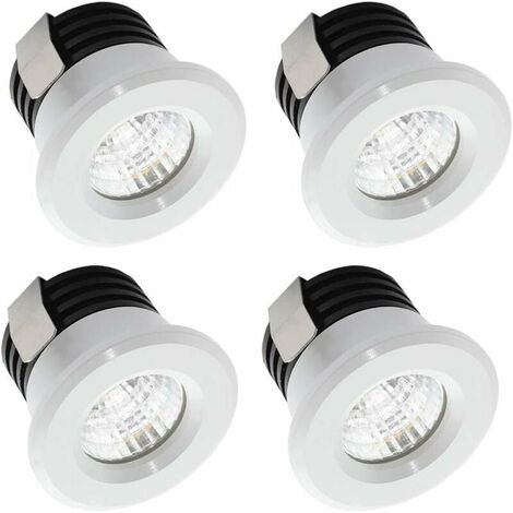 BRIDAY Juego de 4 mini focos LED empotrables 3W blanco cálido, mini foco LED para escaparate, luz de matrícula incl. transformador separado [Clase de eficiencia energética A+++]