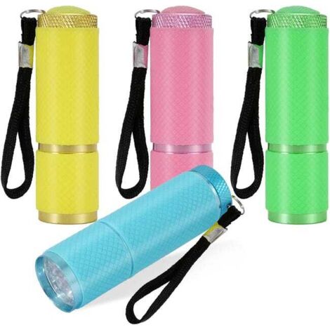 Juego de 4 mini linternas LED, ideales para acampar, leer, caminar, hacer senderismo y trabajar.