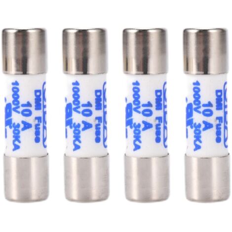 Juego de 4 multímetros, 10 fusibles cilíndricos cerámicos, 38 mm, 1000 V, 10 A, blanco