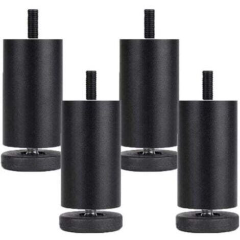 Juego de 4 patas ajustables para muebles, redondas de aleación de aluminio para mesa, sofá y cama, color negro (10 cm)
