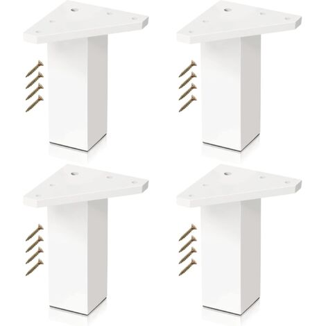 Juego de 4 patas blancas para muebles con tornillos incluidos - Color blanco, altura 10 cm - Patas de mesa DIY (paquete de 4)