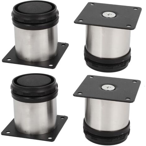 Juego de 4 patas de acero inoxidable para muebles de cocina - Ajustables - Redondas - 50 x 50 mm