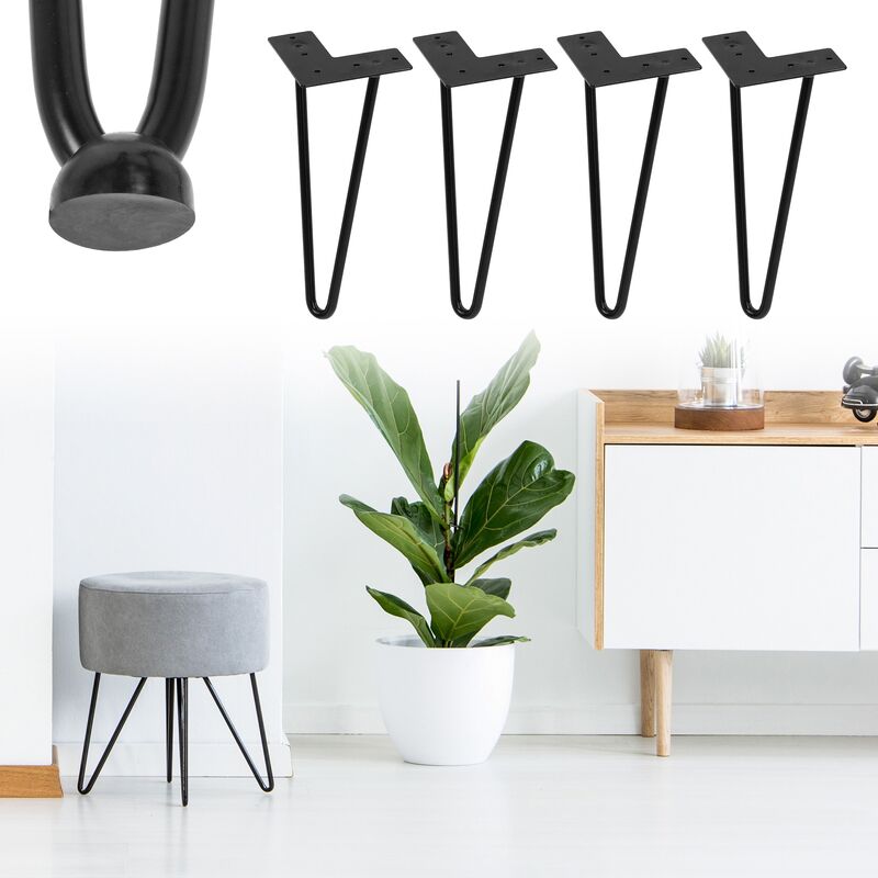 

Juego de 4 patas de mesa de horguilla con 2 puntuales metal 30 cm acero negro