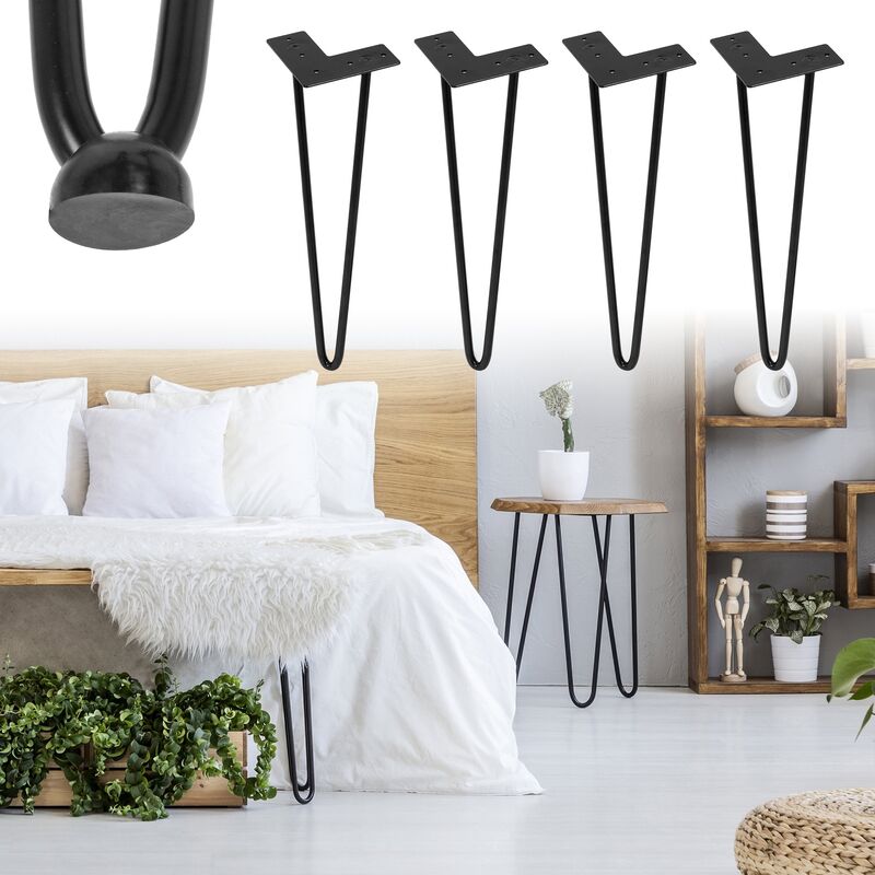 

Juego de 4 patas de mesa de horguilla con 2 puntuales metal 36 cm acero negro