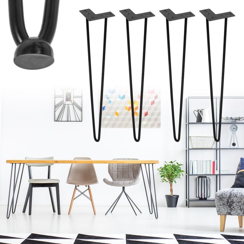 

Juego de 4 patas de mesa de horguilla con 2 puntuales metal 45 cm acero negro
