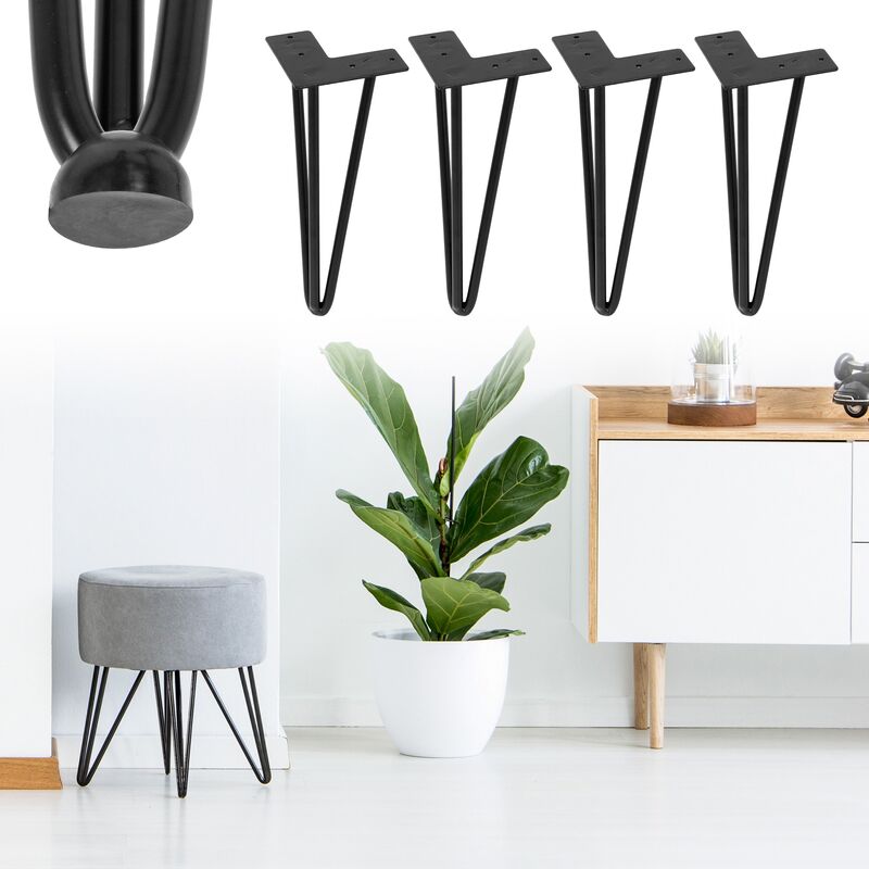 

Juego de 4 patas de mesa de horguilla con 3 puntuales metal 20,5 cm acero negro