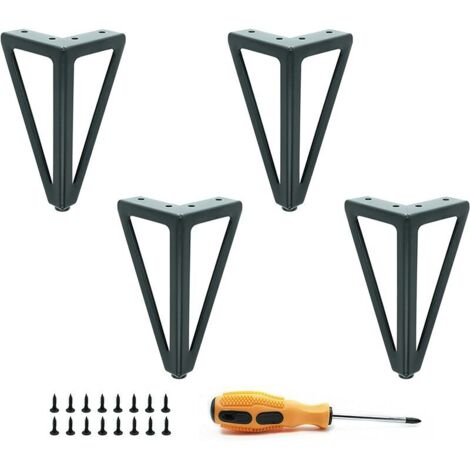Juego de 4 patas de mesa de metal negro - Patas de muebles intercambiables - Para mesa de centro, TV, sofá, cama y otros muebles - Incluye tornillos. (15 cm)