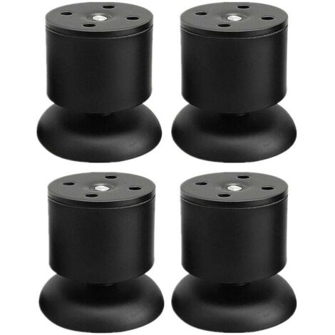 Juego de 4 patas de mesa negras – Patas de mueble de acero inoxidable ajustables de 6 cm con alfombrilla de goma y tornillos