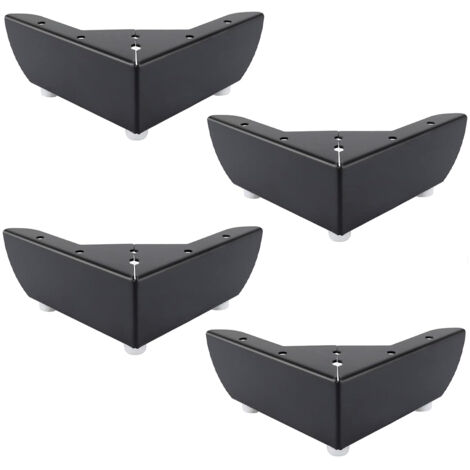 Juego de 4 patas de metal negras para muebles, 55 mm, aptas para mesas de centro, armarios, camas, sofás, silenciosas y antideslizantes