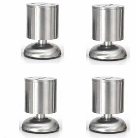 Juego de 4 patas de mueble regulables de acero inoxidable de 8 cm