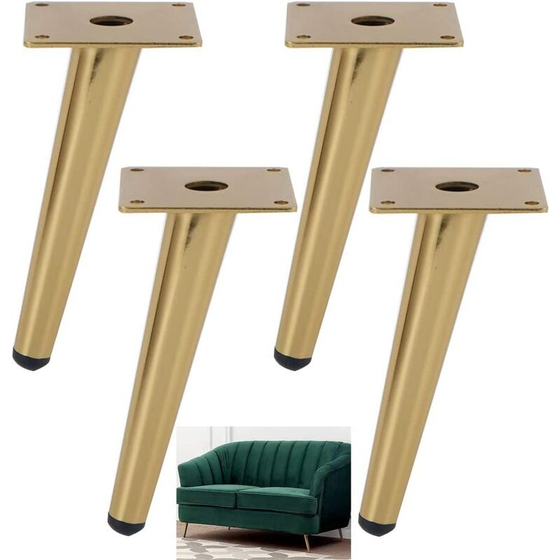 

Juego de 4 patas de sofá inclinables, patas de mesa, patas de armario, patas de metal junto a la cama, para mesas de centro, armarios y sofás, dorado