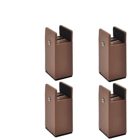 Juego de 4 patas elevadoras ajustables para muebles, color marrón, altura 100 mm, se adapta a 10-37 mm.