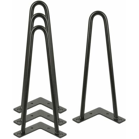 Juego de 4 patas industriales para mesa de centro, patas de horquilla de 30 cm/12 pulgadas, soporte de acero forjado, patas de metal negro con tornillos para mesa de centro, armario bajo y soporte de 