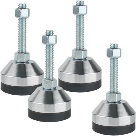 Juego de 4 patas niveladoras M10 x 50 mm, almohadillas antideslizantes de 60 mm, soportes ajustables para máquinas, bancos de trabajo y muebles, color negro.