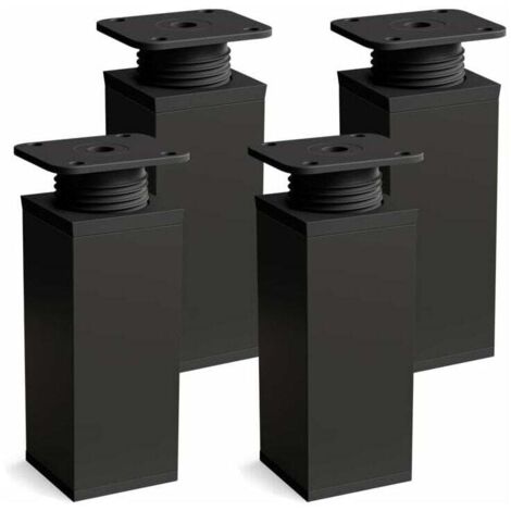 Juego de 4 patas para muebles Diseño: Negro mate Altura: 60 mm ajustable Forma angular