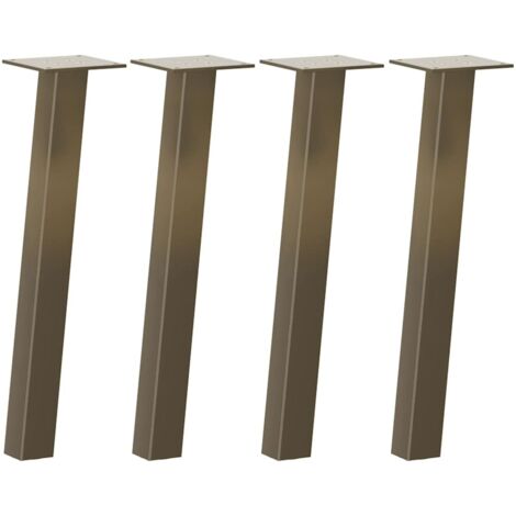 Juego de 4 patas robustas para mesa de centro de 42 cm con tacos de goma diseño moderno en acero natural 020056788