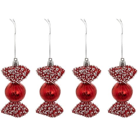 Juego de 4 perlas de caramelo H.10cm rojo - Feeric lights & christmas