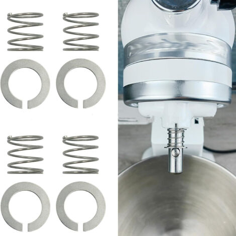 Juego de 4 piezas de repuesto de acero inoxidable para batidoras KitchenAid, incluye resorte y arandela de resorte, color plata.
