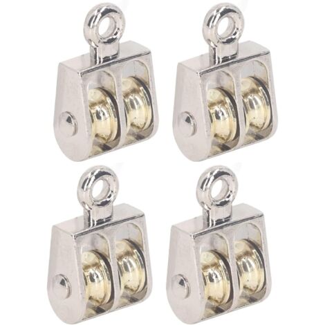 Juego de 4 poleas dobles de aleación de zinc, rodillos de elevación para grúa con capacidad de carga de 100 kg/220 lb, componentes mecánicos
