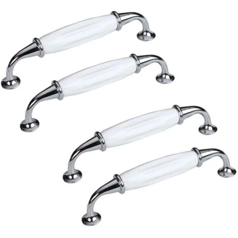 Juego de 4 pomos para muebles, pomos de cerámica para puerta, tirador de porcelana, accesorio decorativo para cajón, puerta, armario, distancia entre agujeros: 128 mm.