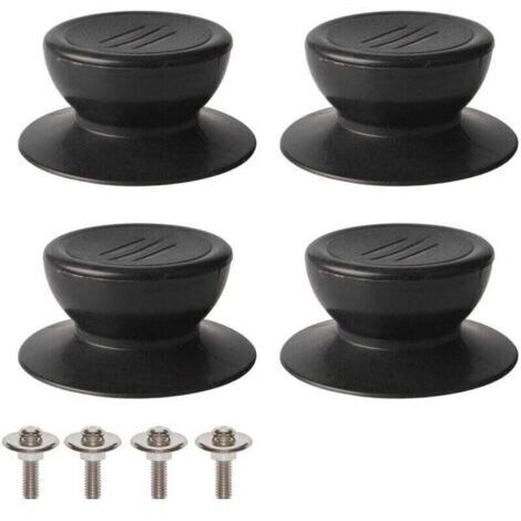 Juego de 4 pomos para tapa, pomo de repuesto universal para tapa de cocina, tapa de vidrio, asa para tapa de vidrio - negro