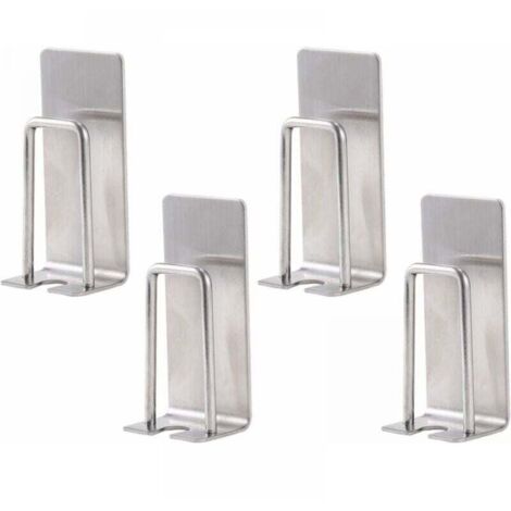 Juego de 4 portacepillos de dientes de acero inoxidable para montaje en pared, color plata, apto para tazas, jarros, cepillos de dientes, autoadhesivo, no requiere taladrar.