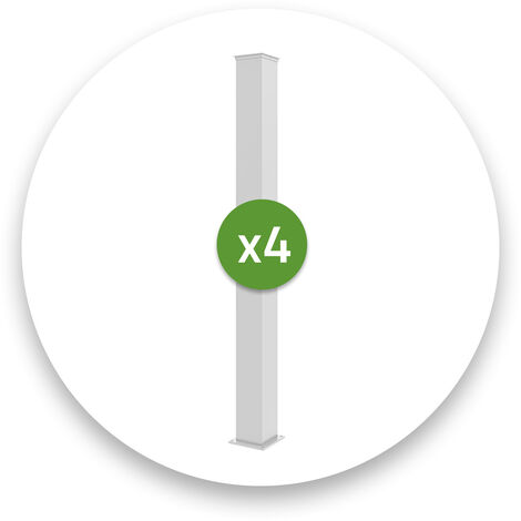 Juego de 4 postes de aluminio EIFEL 15x15 Al.190cm - Blanco mate