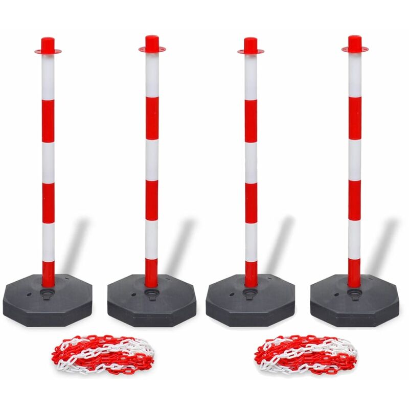 

Juego de 4 postes de barrera cadena de plástico 10 m cada una