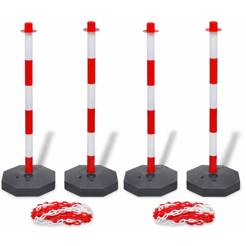 

Juego de 4 postes de barrera cadena de plástico 10 m cada una