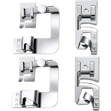 Juego de 4 prensatelas para dobladillos de costura DIY - Accesorios profesionales para máquinas de coser de 4/8" y 6/8"  Accesorios de precisión para máquinas de coser para costureras aficionadas y cr