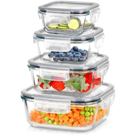 Juego de 4 recipientes de vidrio resistentes al calor para alimentos de cocina