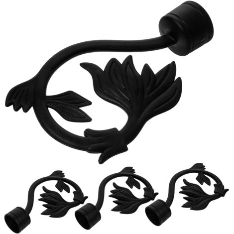 Juego de 4 remates de plástico negro para barras de cortina - Remates decorativos vintage solo para barras de 2,2 cm de diámetro para la decoración de ventanas del hogar