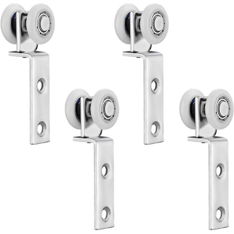 Juego de 4 rodillos para puertas correderas, deslizamiento suave, rodillos resistentes para puertas correderas de armario, poleas metálicas para colgar cuadros, cortinas, fotos y cortinas de ducha.