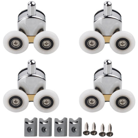 Juego de 4 rodillos para puertas de ducha, de 23 mm de diámetro, aptos para puertas de cristal de 4 a 5 mm de espesor, rodillo inferior.