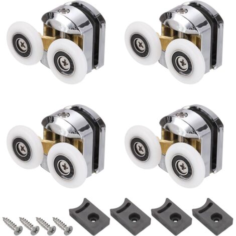 Juego de 4 rodillos para puertas de ducha, de 23 mm de diámetro, aptos para puertas de cristal de 4 a 5 mm de espesor, rodillo superior.
