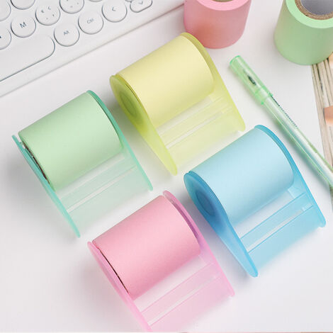 Juego de 4 rollos de notas adhesivas con dispensadores - (cuatro colores) Incluye 4 clips pequeños
