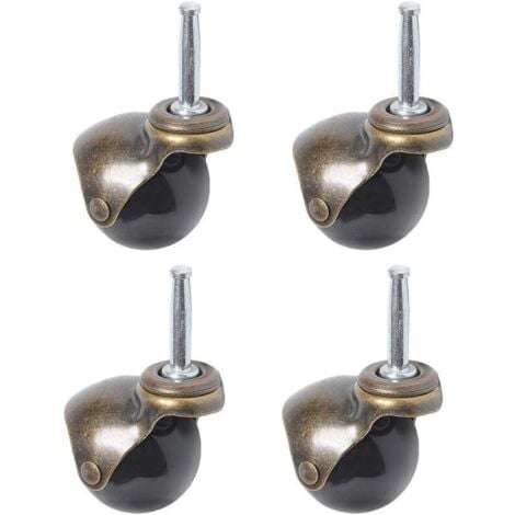 Juego de 4 ruedas giratorias de 360 ​​grados, ruedas de bola con vástago de anillo de agarre, con placa superior