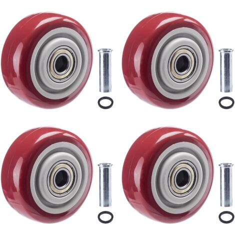 Juego de 4 ruedas giratorias de poliuretano de alta resistencia de 10,2 cm, ruedas de repuesto para camiones de plataforma de hasta 160 kg con eje de 9,5 mm.