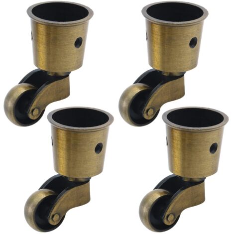 Juego de 4 ruedas giratorias redondas de metal, de 6,3 cm de altura, para muebles, sillas y mesas, color bronce.