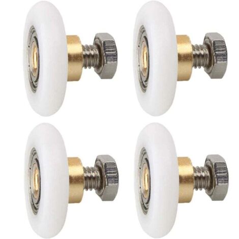 Juego de 4 ruedas para cabina de ducha, ruedas de repuesto para puertas de cabina de ducha ranuradas con tornillos, diámetro 23 mm