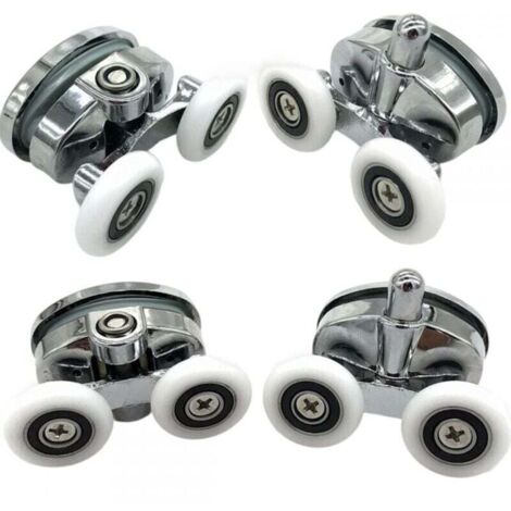 Juego de 4 ruedas para mampara de ducha - Dos ruedas - Ovaladas - Forma de mariposa (23 mm)