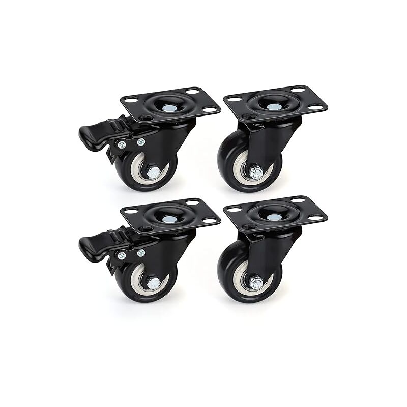Juego de 4 ruedas para muebles con freno de 50 mm, ruedas para muebles resistentes, capacidad de carga total 280 kg, ruedas giratorias, ruedas para