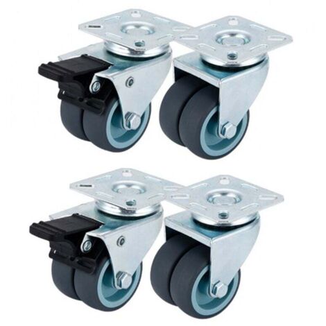 Juego de 4 ruedas para muebles de 50 mm – ruedas giratorias con freno – 2 ruedas con freno, 2 ruedas giratorias, ruedas resistentes para uso interior y exterior – ruedas industriales