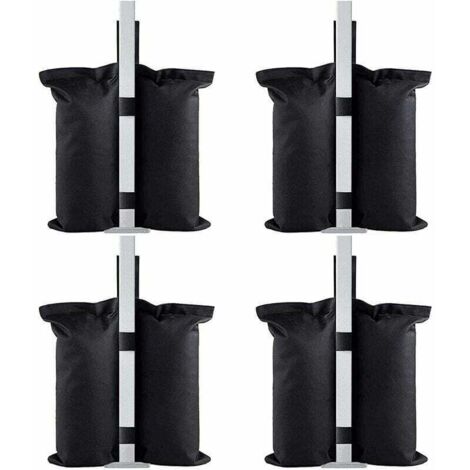 Juego de 4 sacos de arena con peso de grado industrial, para carpas y sombrillas de jardín, con contrapesos para toldos y sombrillas, color negro.